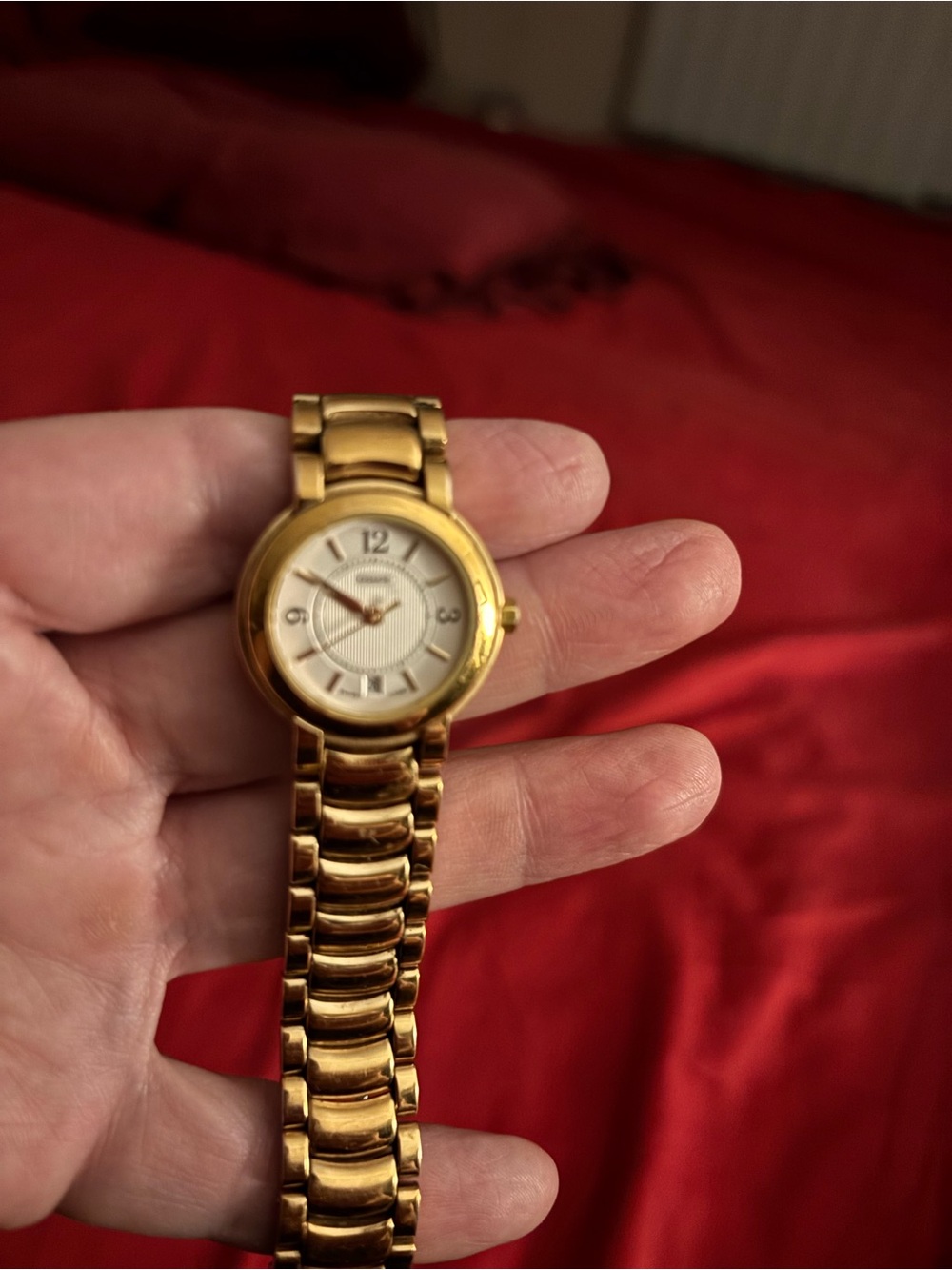 Coach Gold-Tone Women's Link Bracelet Watch with Cream Dial